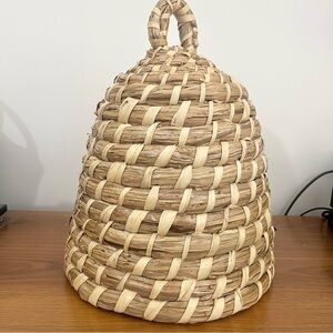 Straw Woven Bee Skep Tall Traditional Handmade Beehive or Home for Bees